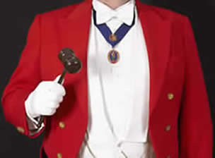 Toastmaster wearing The English Toastmasters Association medallion after his toastmaster training course